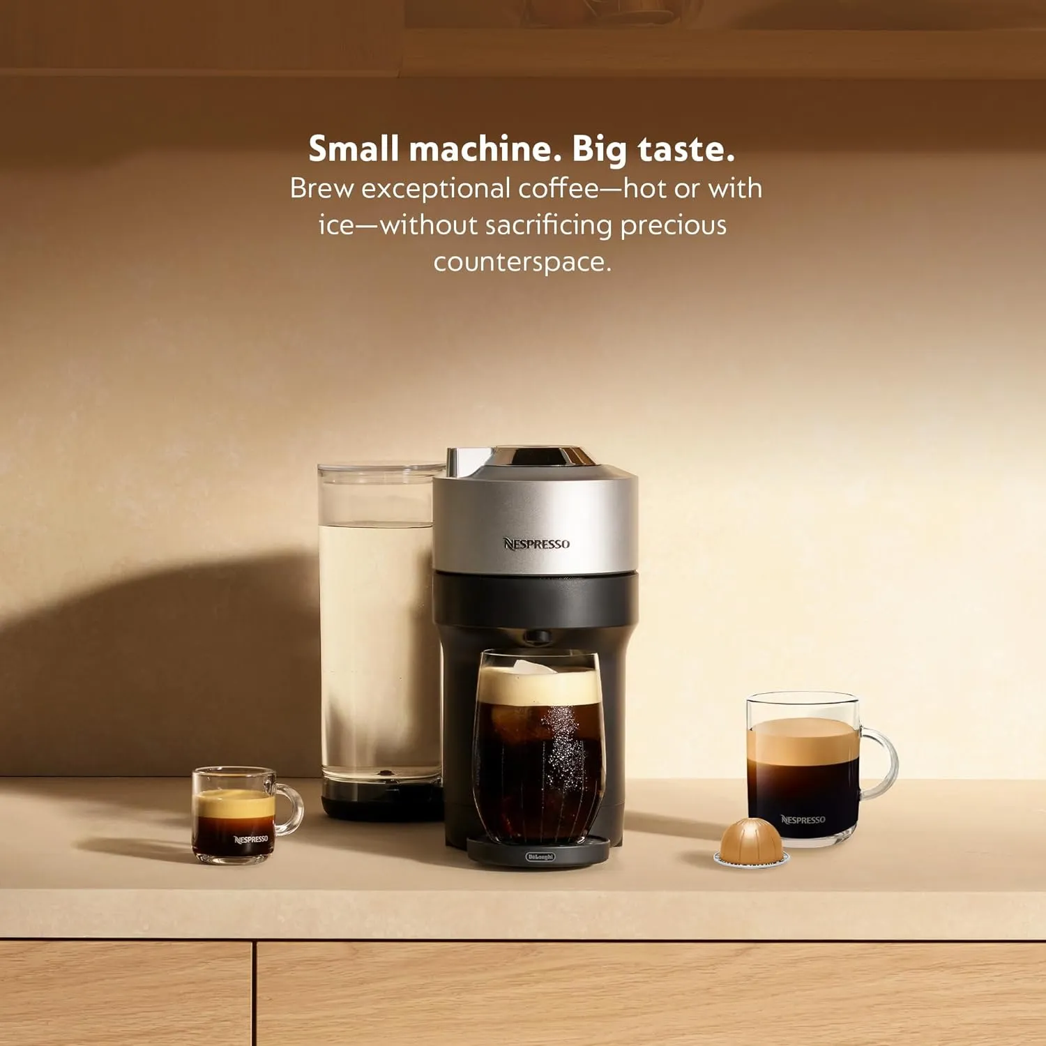 Nespresso Vertuo Pop  Deluxe Coffee and Espresso Machine by De'Longhi, 120 Volts, Silver