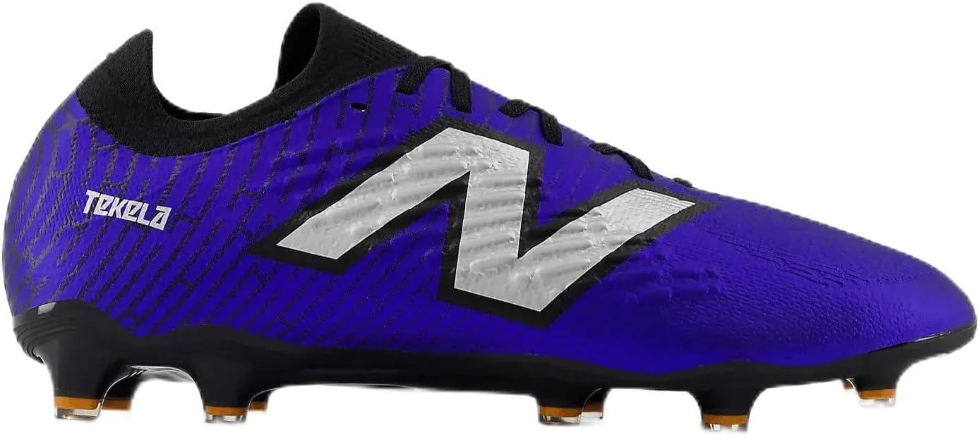New Balance Unisex Tekela Magia Low Laced Fg V4  Soccer Shoe, Infinity Blue/Metallic Silver/Black, 11.5 Wide US Men