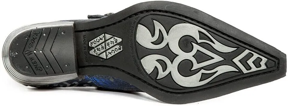 New Rock 7960 Mens Embossed Vintage Leather Buckle Steel Heel Shoes