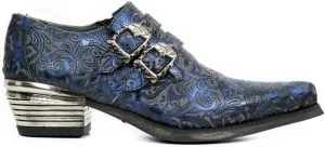 New Rock 7960 Mens Embossed Vintage Leather Buckle Steel Heel Shoes