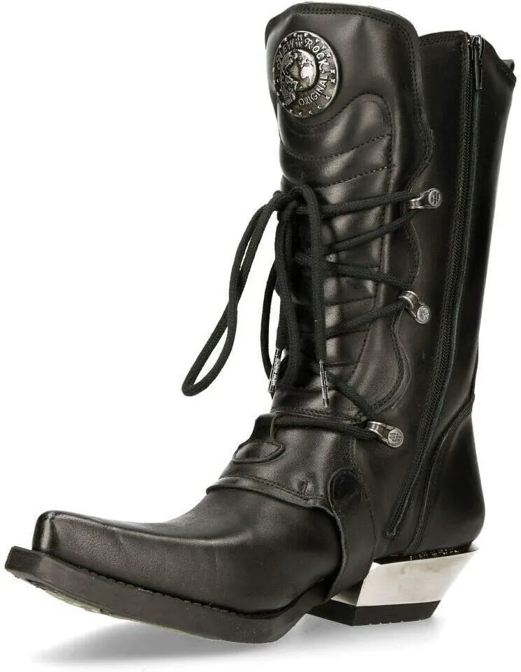 New Rock Mens WESTERN COWBOY 7993 Leather Buckle Heavy Calf Boots