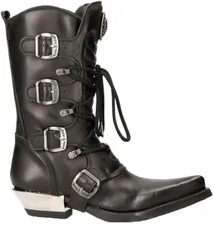 New Rock Mens WESTERN COWBOY 7993 Leather Buckle Heavy Calf Boots