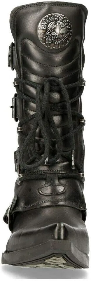 New Rock Mens WESTERN COWBOY 7993 Leather Buckle Heavy Calf Boots