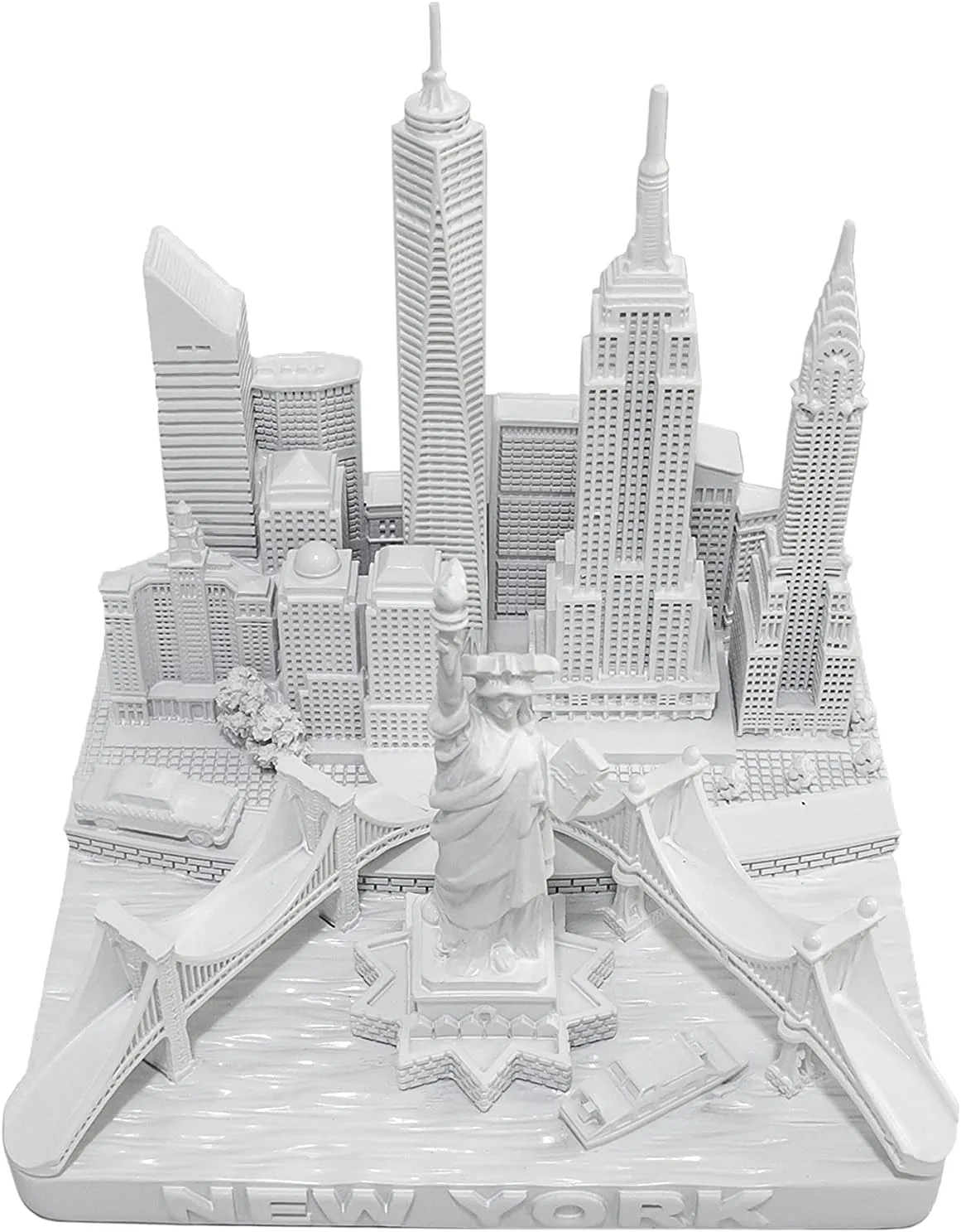 New York City Skyline 3D Model Landmark Replica Square Matte White 4 1/2 inches