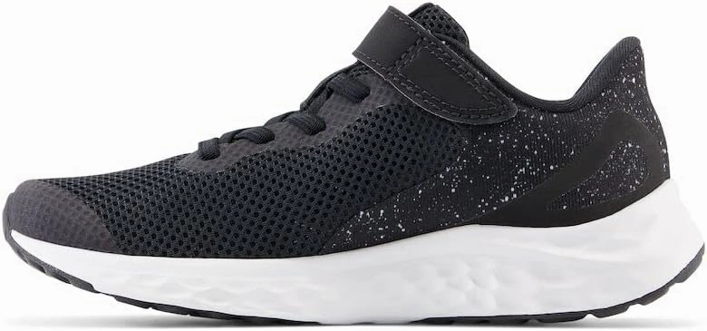 New Balance Girls Fresh Foam Arishi V4 Hook & Loop Running Shoe, Black/White/Silver Metallic, 10.5 Little Kid