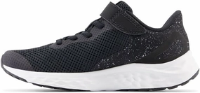 New Balance Girls Fresh Foam Arishi V4 Hook & Loop Running Shoe, Black/White/Silver Metallic, 10.5 Little Kid