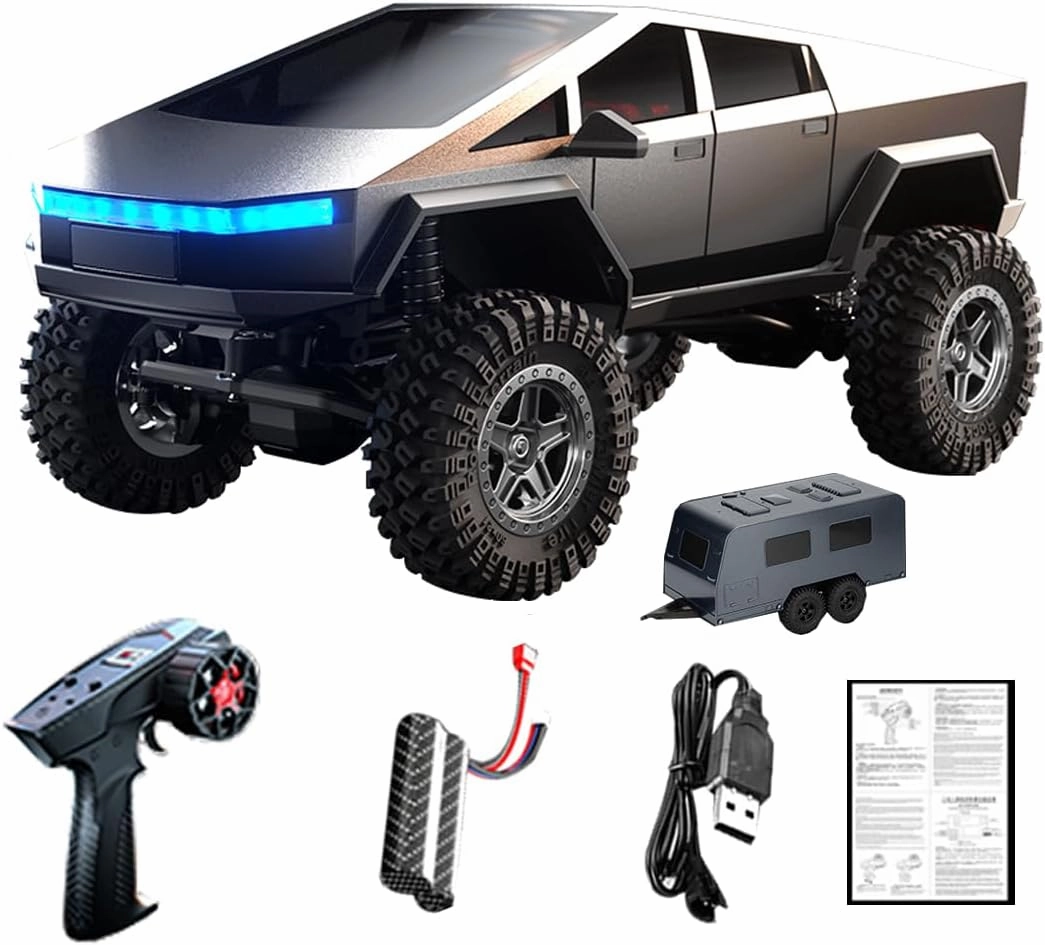 New Remote Control Cyber Truck, 2.4GHz 4WD Off-Road Pick-up Truck, Rock Crawler RC Car with 1500mAh Battery & LED Light