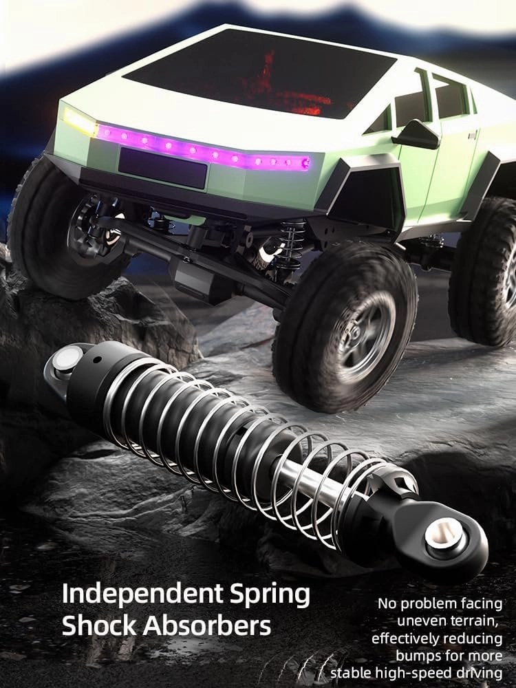 New Remote Control Cyber Truck, 2.4GHz 4WD Off-Road Pick-up Truck, Rock Crawler RC Car with 1500mAh Battery & LED Light