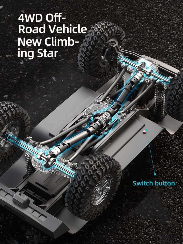 New Remote Control Cyber Truck, 2.4GHz 4WD Off-Road Pick-up Truck, Rock Crawler RC Car with 1500mAh Battery & LED Light