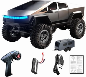 New Remote Control Cyber Truck, 2.4GHz 4WD Off-Road Pick-up Truck, Rock Crawler RC Car with 1500mAh Battery & LED Light