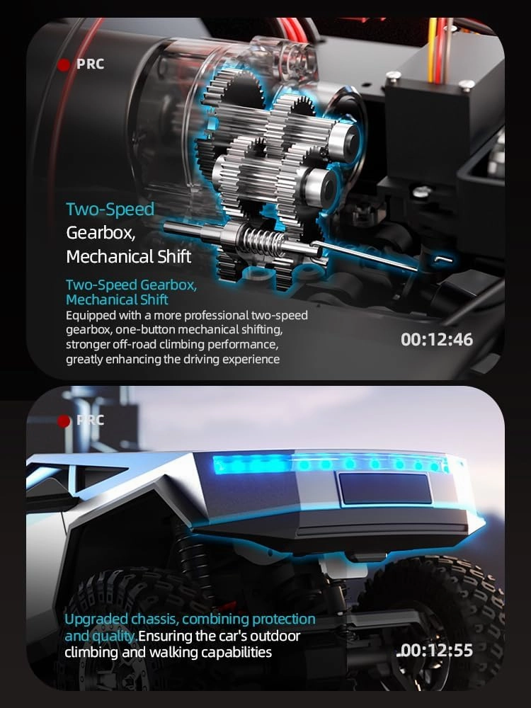 New Remote Control Cyber Truck, 2.4GHz 4WD Off-Road Pick-up Truck, Rock Crawler RC Car with 1500mAh Battery & LED Light