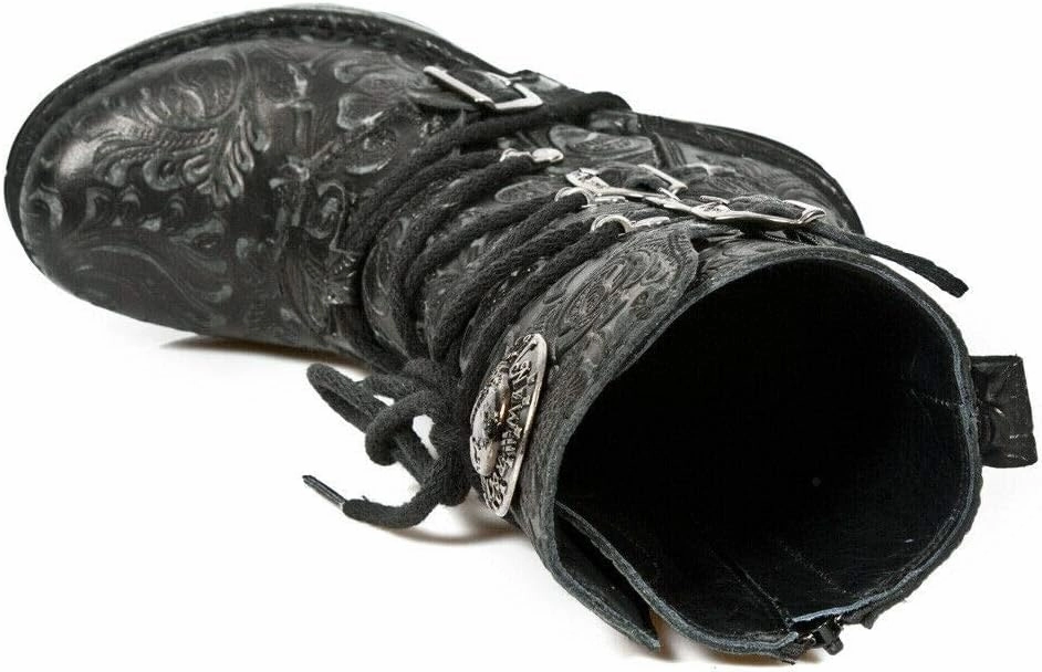 New Rock NEOTR005-S25 Ladies Leather Boots Vintage Floral Black Gothic Rock Punk