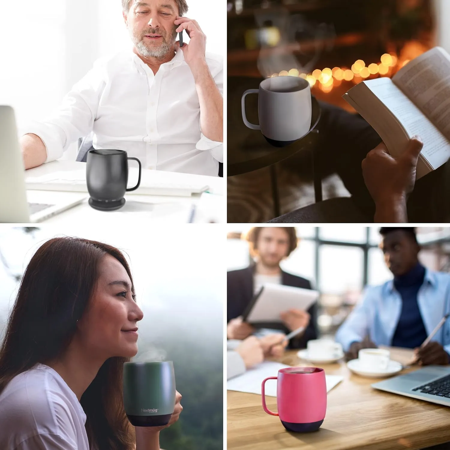 Nextmug - Temperature-Controlled, Self-Heating Coffee Mug (14 oz.) (Dusty Rose)