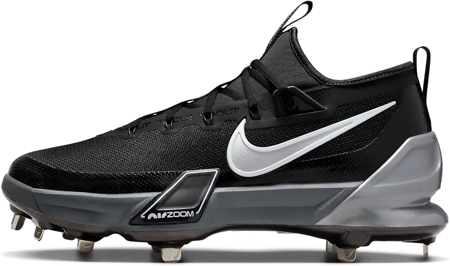Nike Force Zoom Trout 9 Elite Baseball Cleats (FB2906-003, Black/Anthracite/White/Metallic Silver) Size 11
