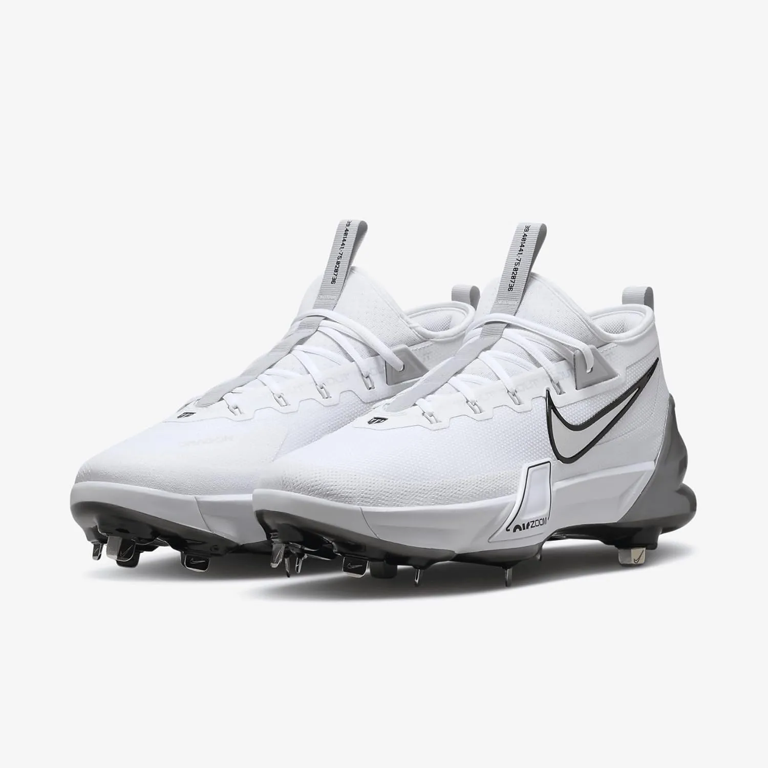 Nike Force Zoom Trout 9 Elite Baseball Cleats (FB2906-102, White/Black/Pure Platinum/Metallic Silver)