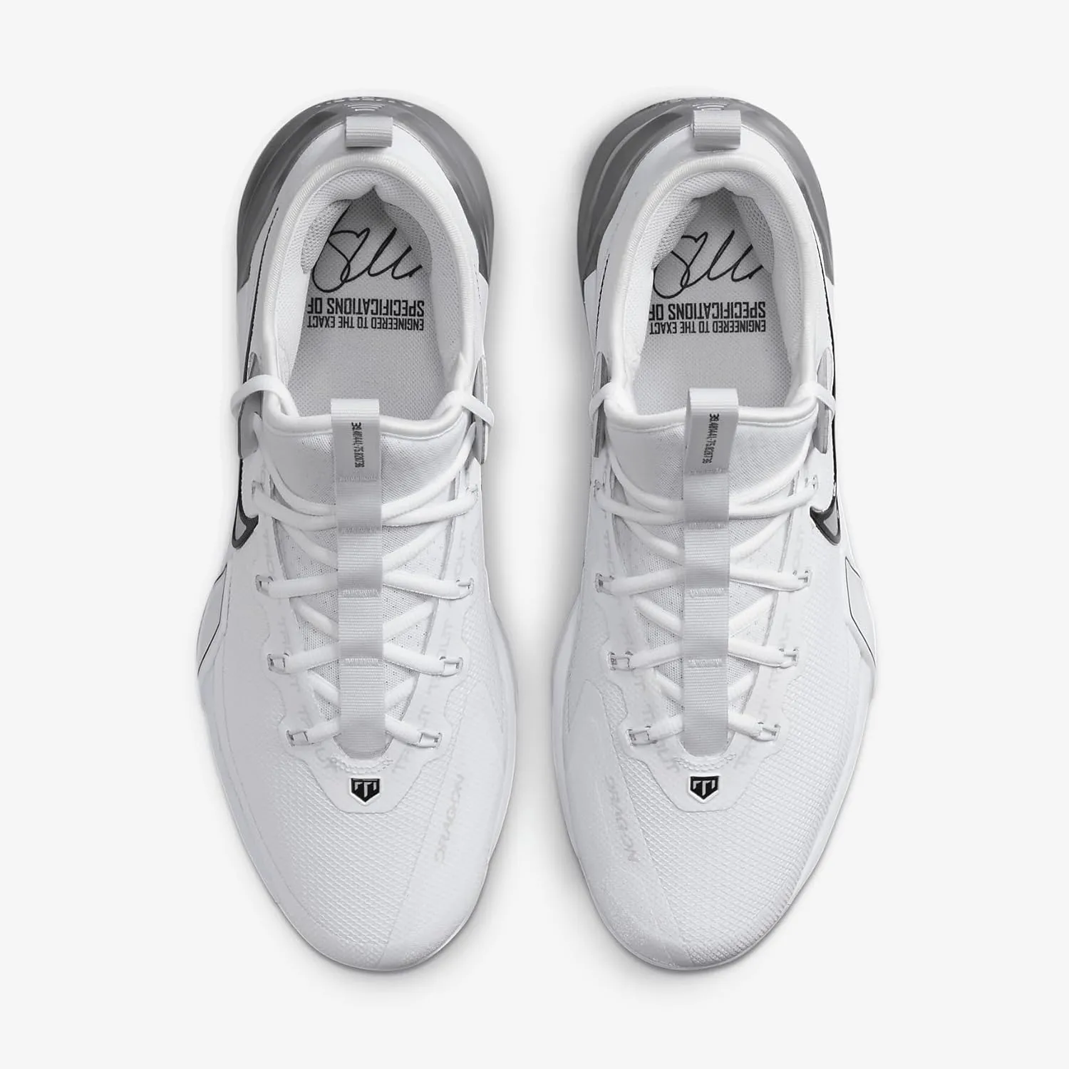 Nike Force Zoom Trout 9 Elite Baseball Cleats (FB2906-102, White/Black/Pure Platinum/Metallic Silver)