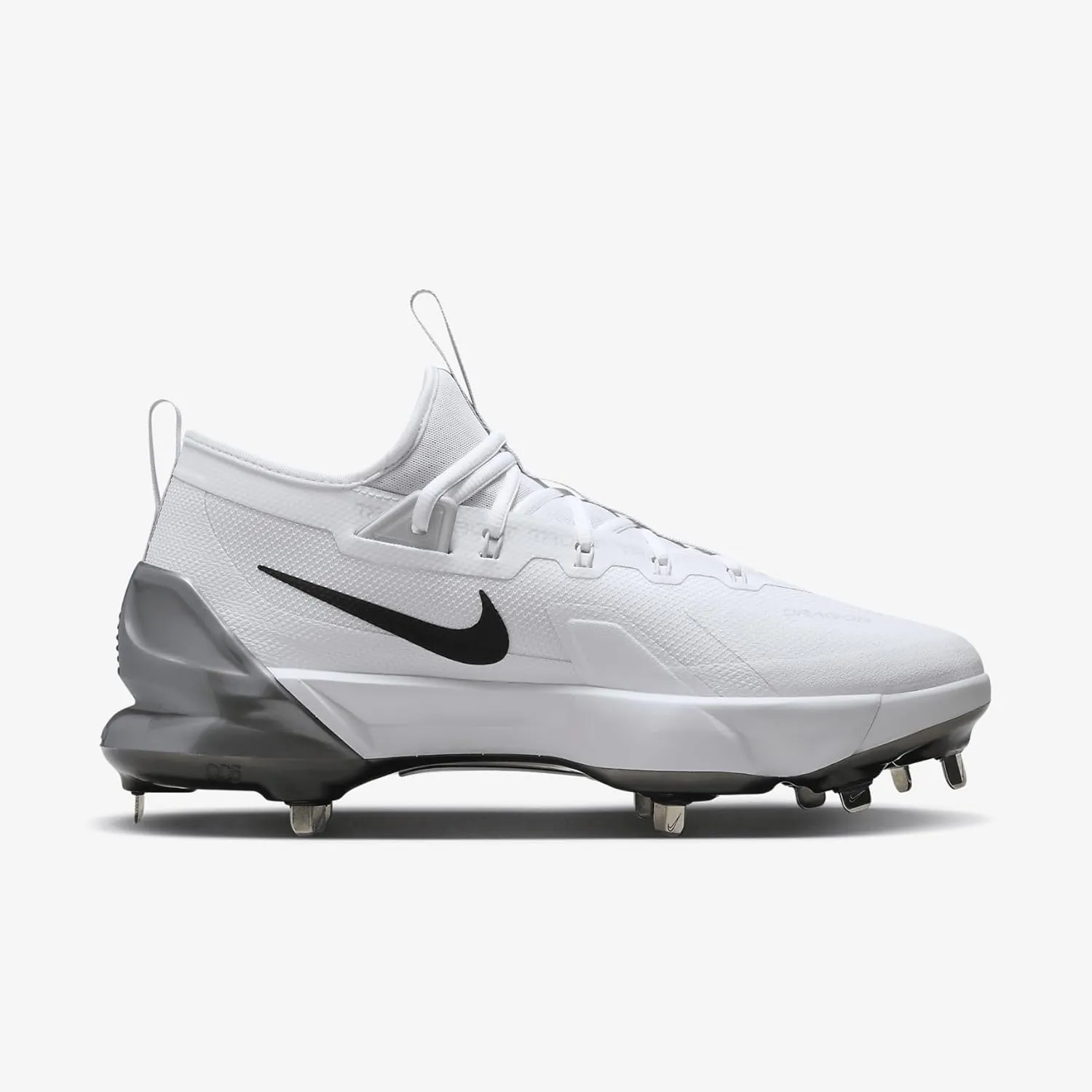 Nike Force Zoom Trout 9 Elite Baseball Cleats (FB2906-102, White/Black/Pure Platinum/Metallic Silver)