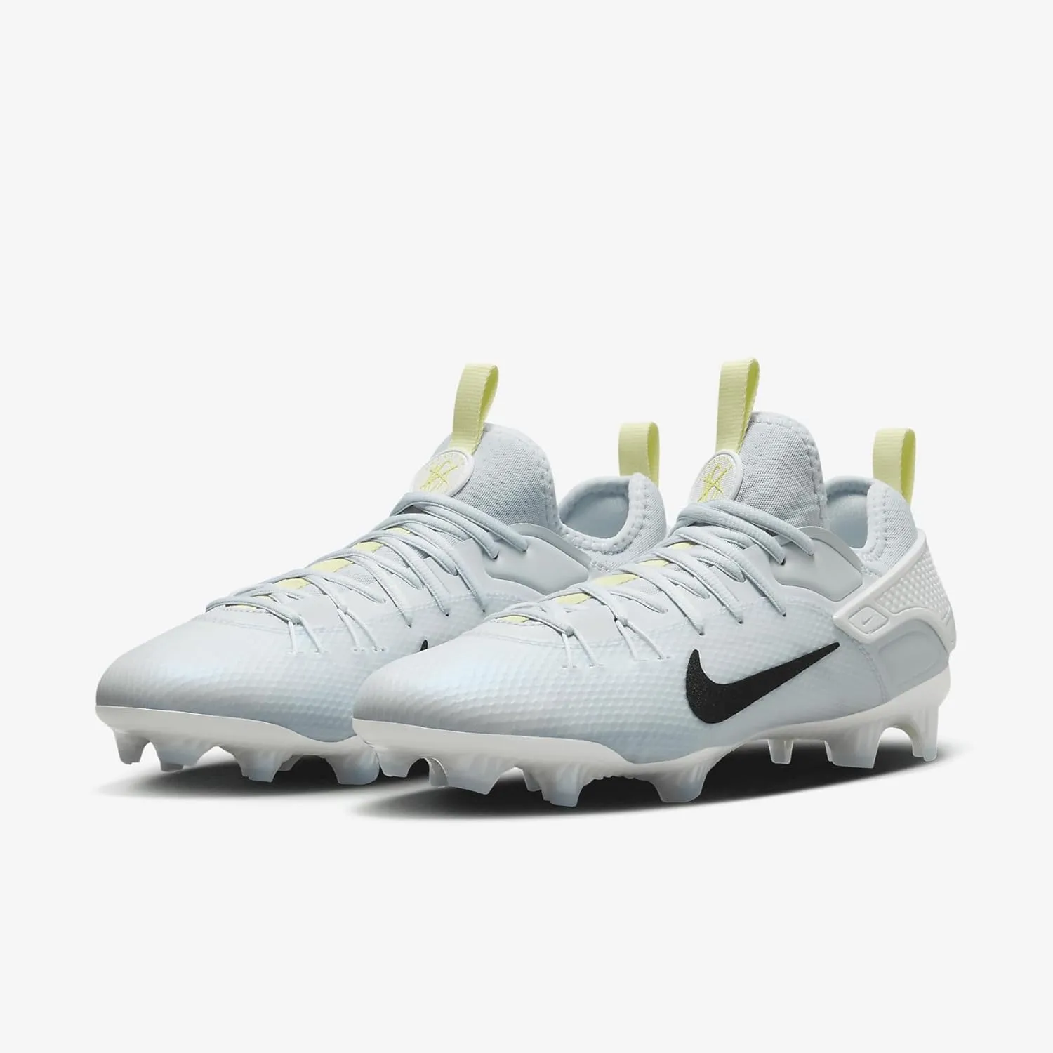 Nike Huarache 9 Elite Low LAX Lacrosse Cleats (FD0089-100, White/White/Metallic Vivid Gold)