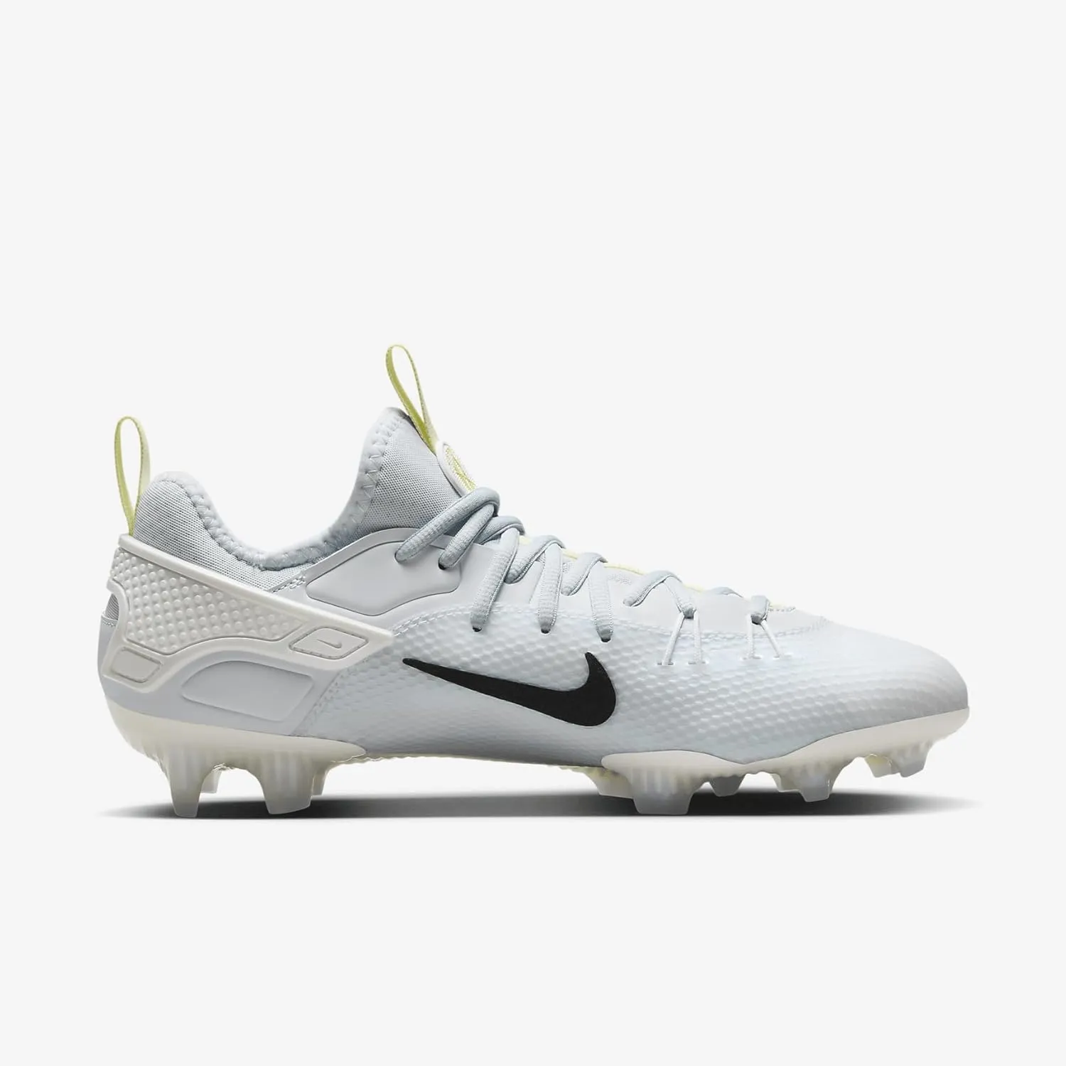 Nike Huarache 9 Elite Low LAX Lacrosse Cleats (FD0089-100, White/White/Metallic Vivid Gold)
