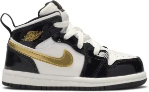 NIKE Jordan 1 MID SE (TD) Kids Unisex BQ6933-007 (Black/Metallic Gold-), Size 3