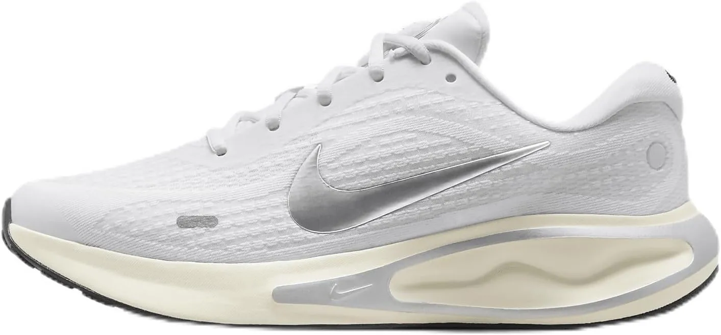 Nike Journey Run Women's Road Running Shoes (FJ7765-104, White/Platinum Tint/Coconut Milk/Metallic Silver) Size 8