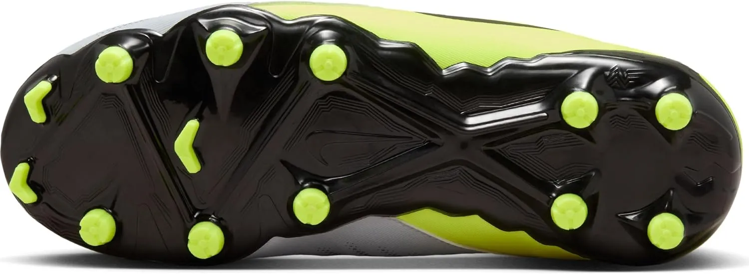 Nike Jr. Phantom GX 2 Academy Little/Big Kids' MG Low-Top Soccer Cleats (FD6722-003, Metallic Silver/Volt/Black)