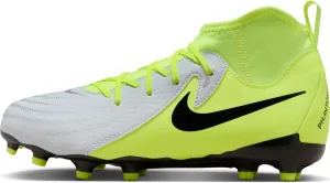 Nike Jr. Phantom Luna 2 Academy Little/Big Kids' MG Soccer Cleats (FJ2603-003, Metallic Silver/Volt/Black) Size 3