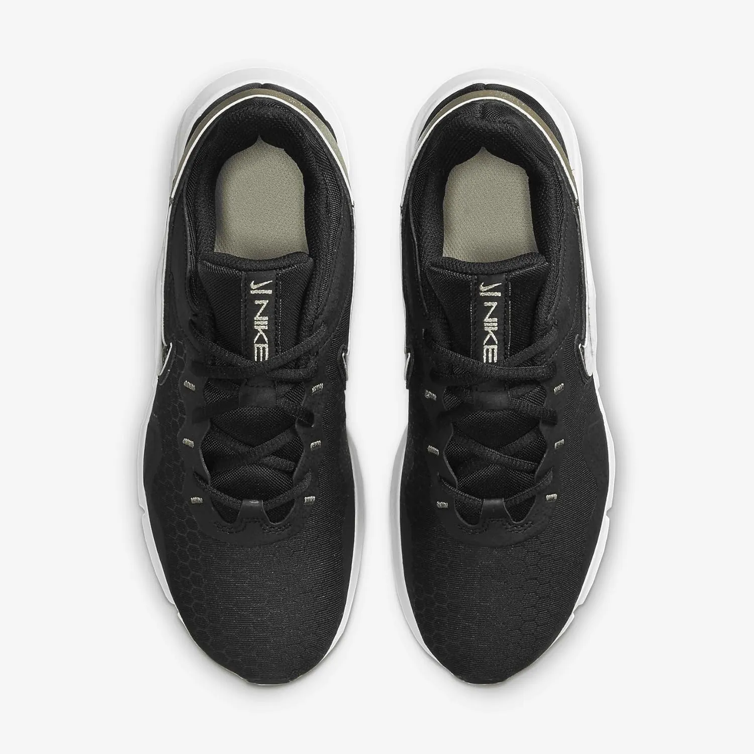 Nike Legend Essential 2 Women's Workout Shoes (CZ3668-001, Black/White/Metallic Gold Grain)