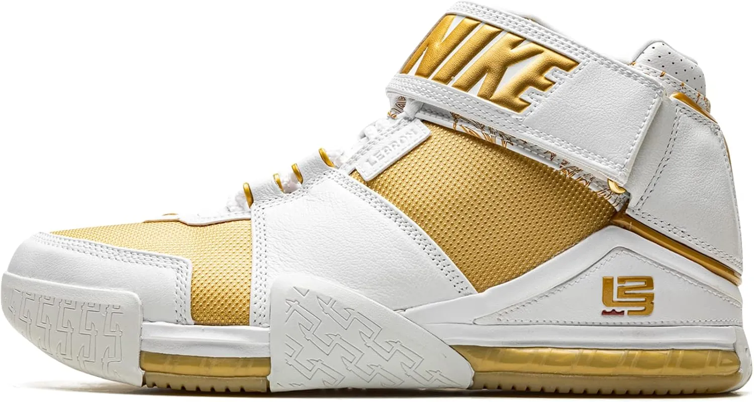 Nike Mens Lebron 2 DJ4892 100 Maccabi Tel Aviv - Size 10.5 White/Metallic Gold