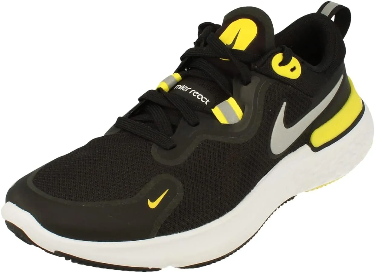 Nike React Miler Mens Running Trainers CW1777 Sneakers Shoes (UK 8 US 9 EU 42.5, Black Metallic Silver 009)