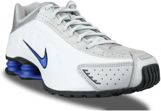 Nike Shox R4 Men's Shoes (HQ1988-100, White/Racer Blue/Iron Grey/Metallic Silver)