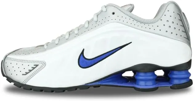 Nike Shox R4 Men's Shoes (HQ1988-100, White/Racer Blue/Iron Grey/Metallic Silver)