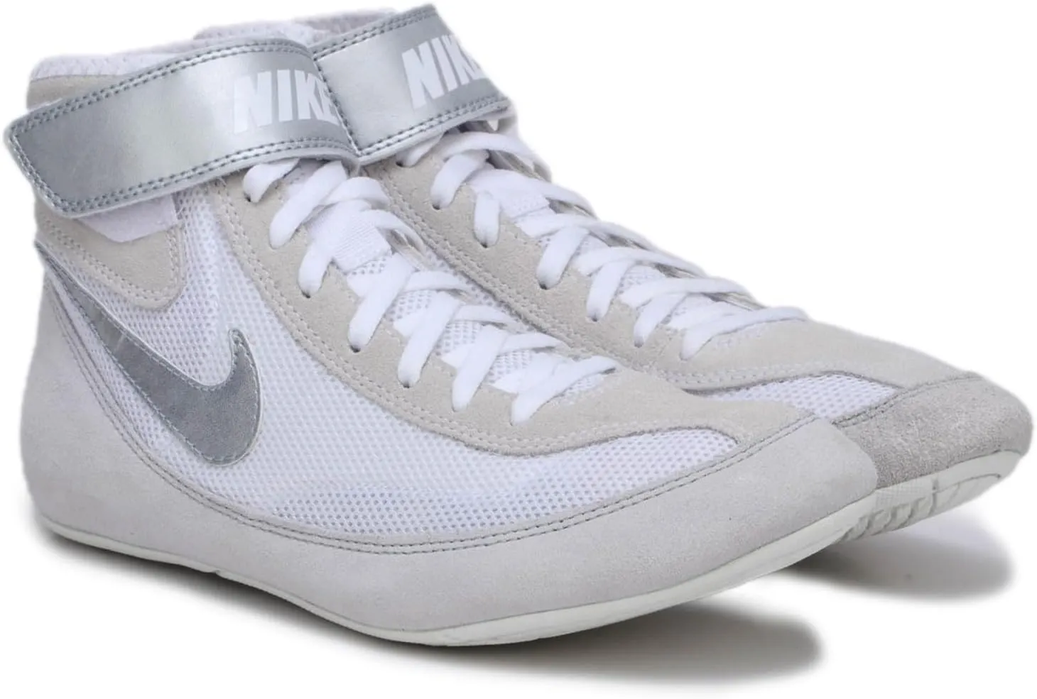 Nike SpeedSweep 7 Men's Wrestling Shoes (366683-100, White/Metallic Silver/Metallic Silver) Size 8