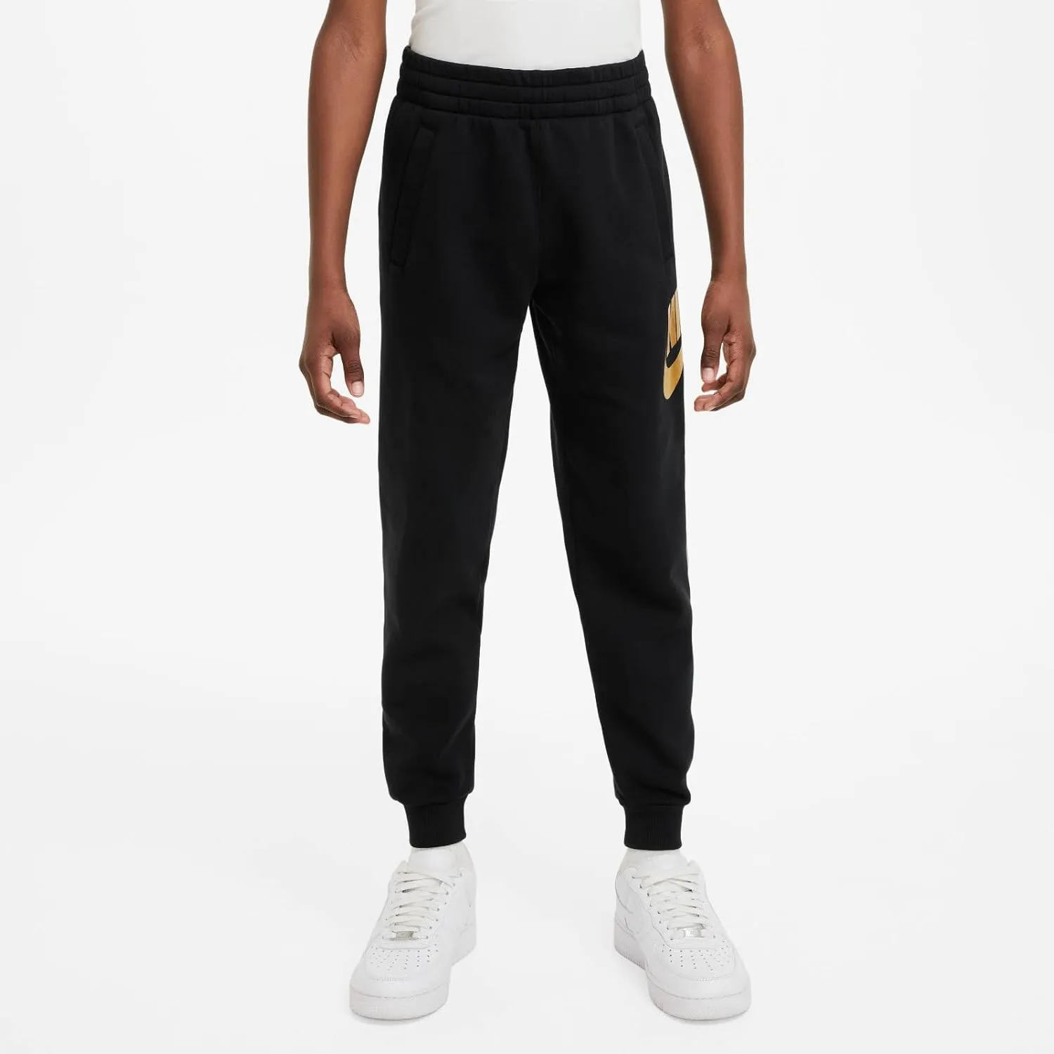 Nike Sportswear Club Fleece Big Kids' Joggers (HQ0981-010, Black/Metallic Gold)