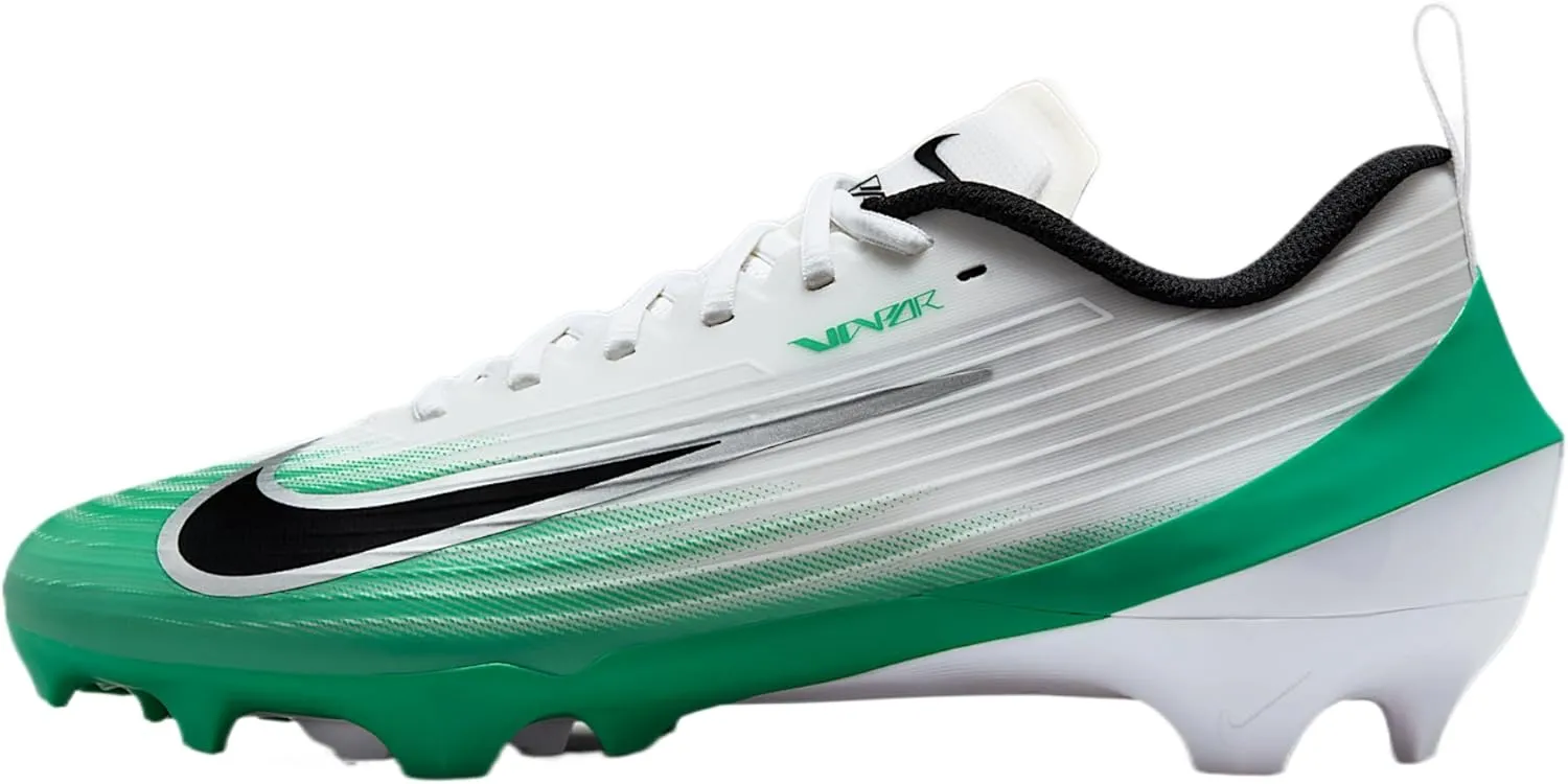 Nike Vapor Speed 3 Football Cleats (HM8849-100, White/Stadium Green/Metallic Silver/Black) Size 6