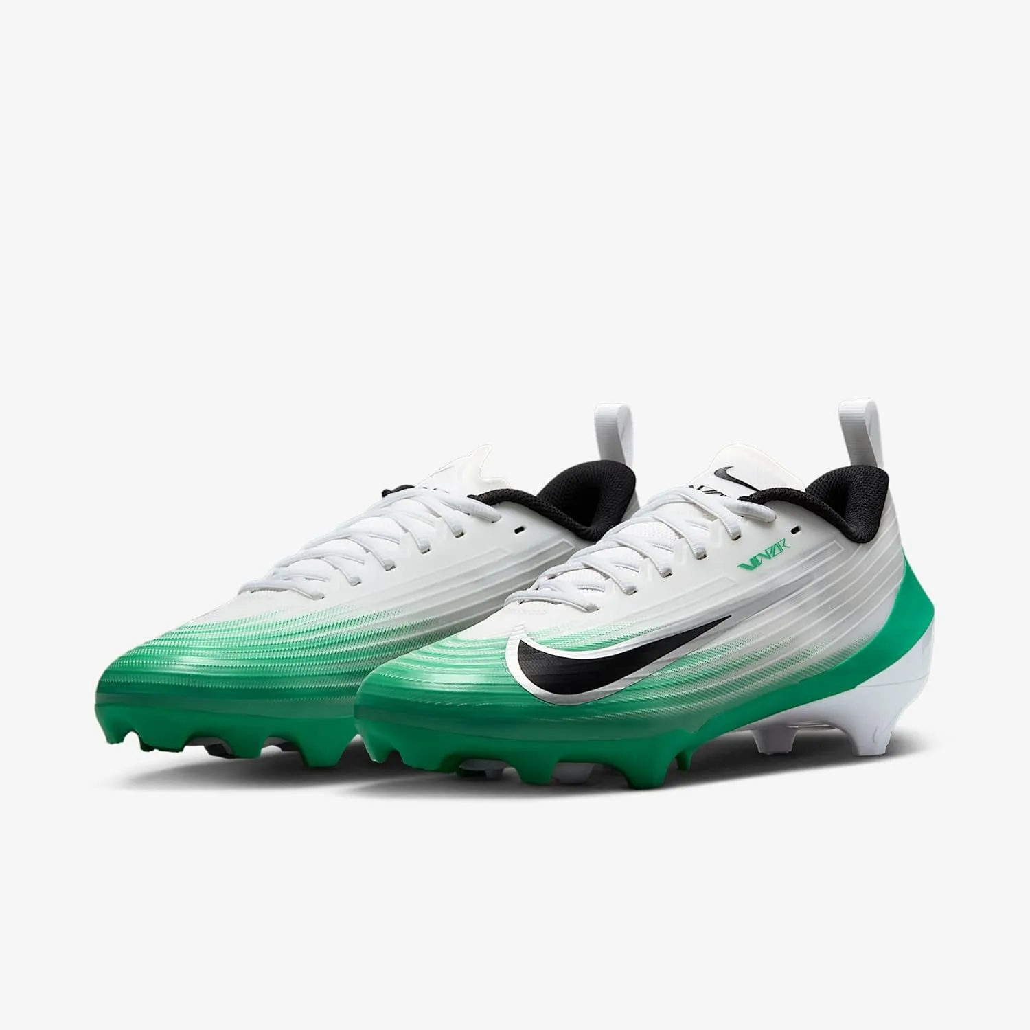 Nike Vapor Speed 3 Football Cleats (HM8849-100, White/Stadium Green/Metallic Silver/Black) Size 6