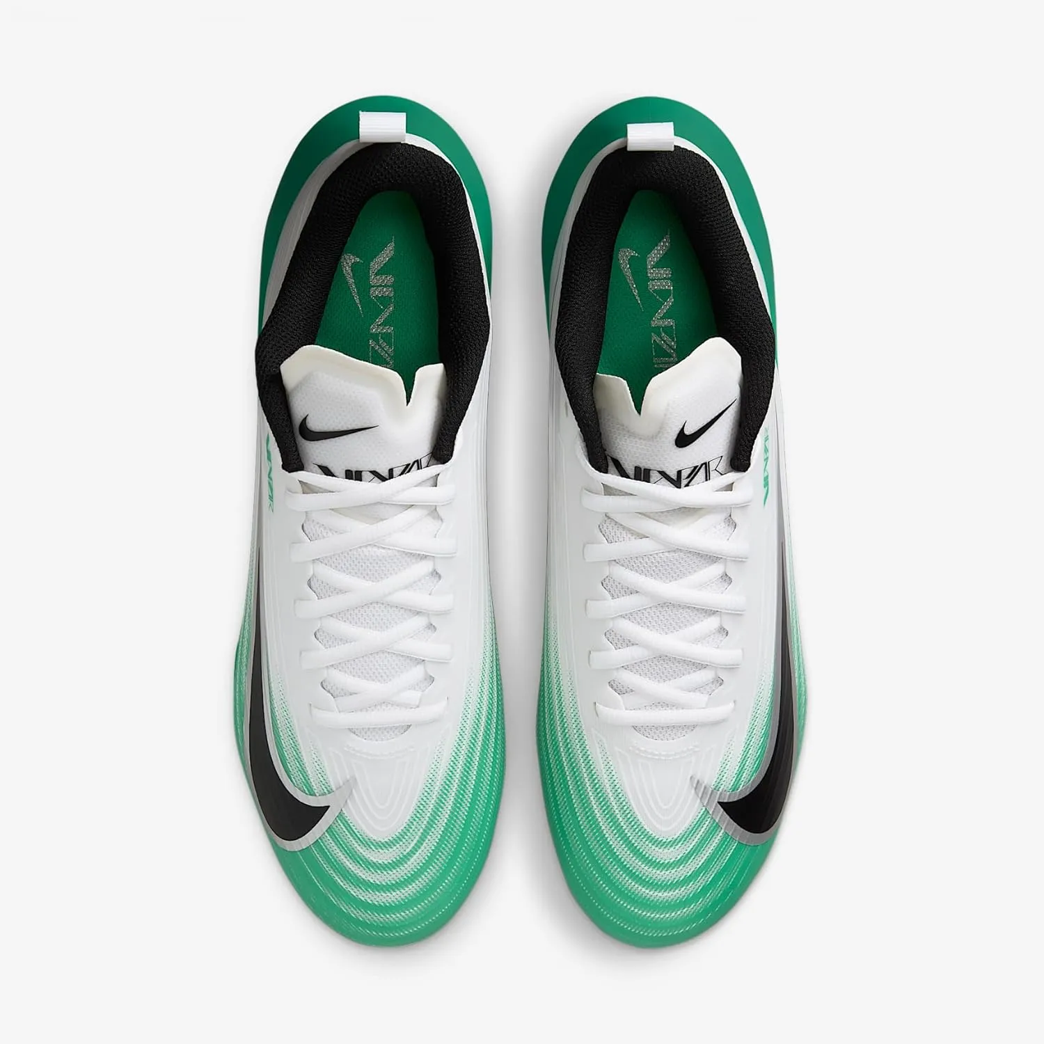 Nike Vapor Speed 3 Football Cleats (HM8849-100, White/Stadium Green/Metallic Silver/Black) Size 6