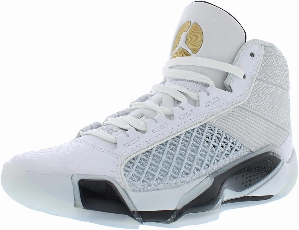 Nike Air Jordan XXXVIII FIBA Basketball Shoes (FN7481-100, White/Pure Platinum/Metallic Gold) Size 11.5