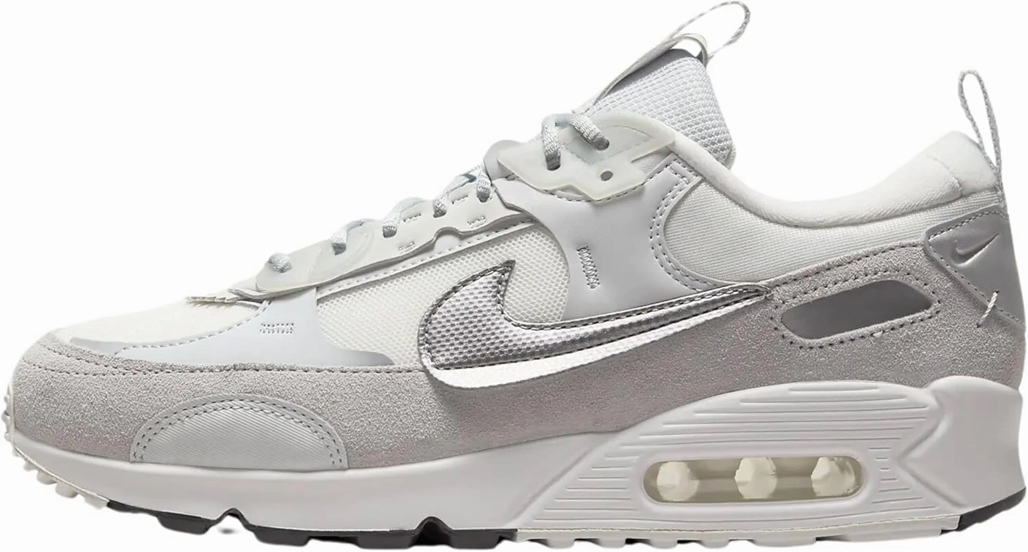 Nike Air Max 90 Futura Women's Shoes (DM9922-004, Pure Platinum/Photon Dust/Black/Metallic Silver) Size 5