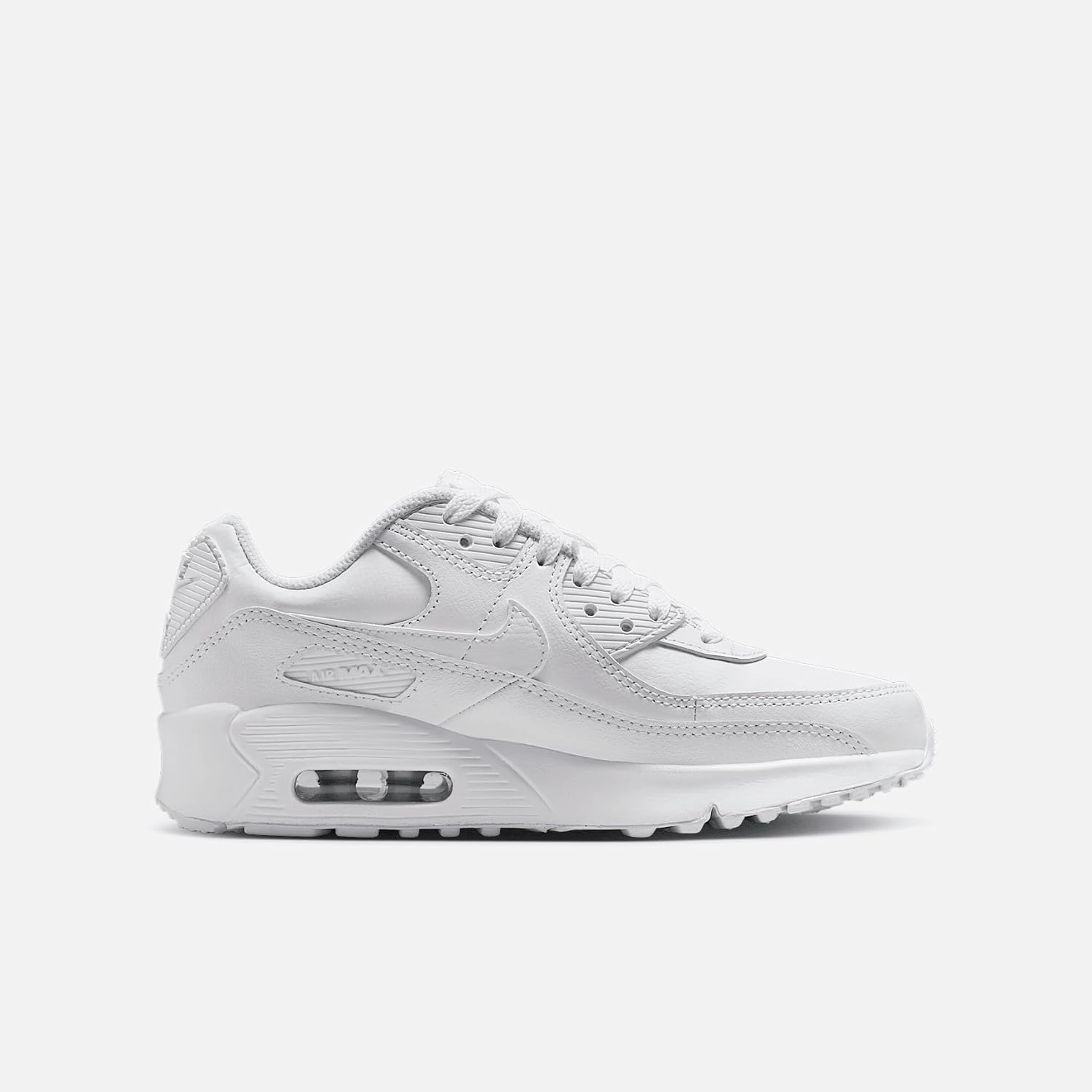 Nike Air Max 90 LTR Big Kids’ Shoes (CD6864-133, White/Metallic Silver/White/White)