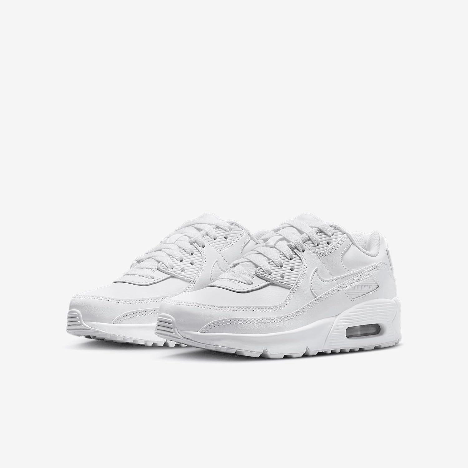 Nike Air Max 90 LTR Big Kids’ Shoes (CD6864-133, White/Metallic Silver/White/White)