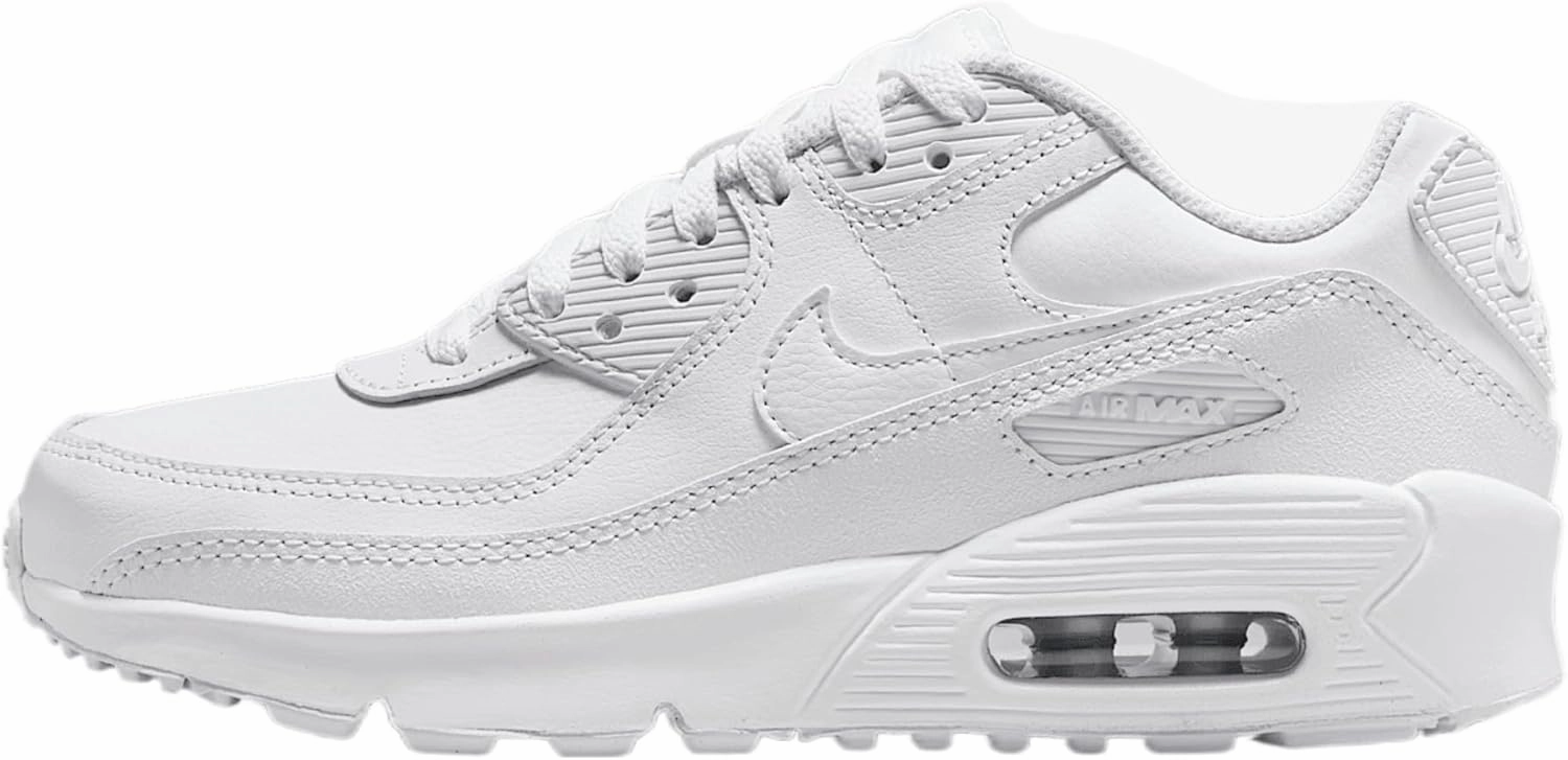 Nike Air Max 90 LTR Big Kids’ Shoes (CD6864-133, White/Metallic Silver/White/White)