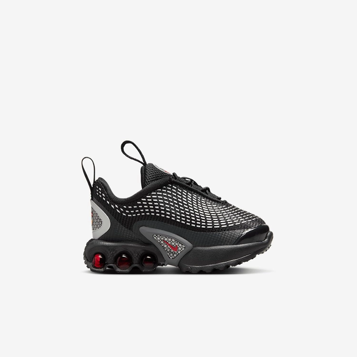 Nike Air Max Dn Baby/Toddler Shoes (FN4452-009, Black/Black/Metallic Silver/University Red)
