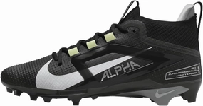 Nike Alpha Menace 4 Elite Football Cleats (FD7036-001, Black/Light Smoke Grey/Metallic Silver/White) Size 14