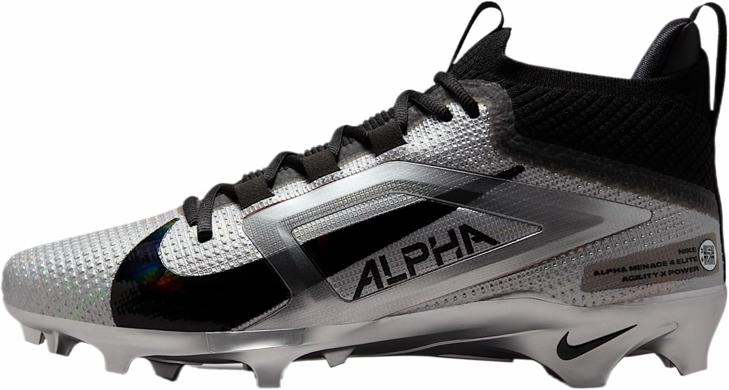 Nike Alpha Menace 4 Elite Saquon Barkley Football Cleats (Black/Wolf Grey/Metallic Silver)