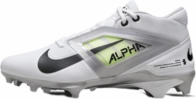 Nike Alpha Menace 4 Pro Football Cleats (FD7037-100, White/Metallic Silver/Photon Dust) Size 9.5
