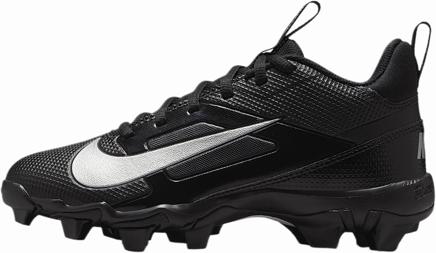 Nike Alpha Menace 4 Shark Big Kids' Football Cleats (FQ4012-002, Black/Metallic Silver)