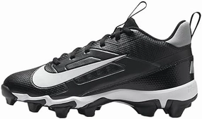 Nike Alpha Menace 4 Shark Big Kids' Football Cleats (Wide) (FQ4016-001, Black/Light Smoke Grey/Metallic Silver/White) Size 4