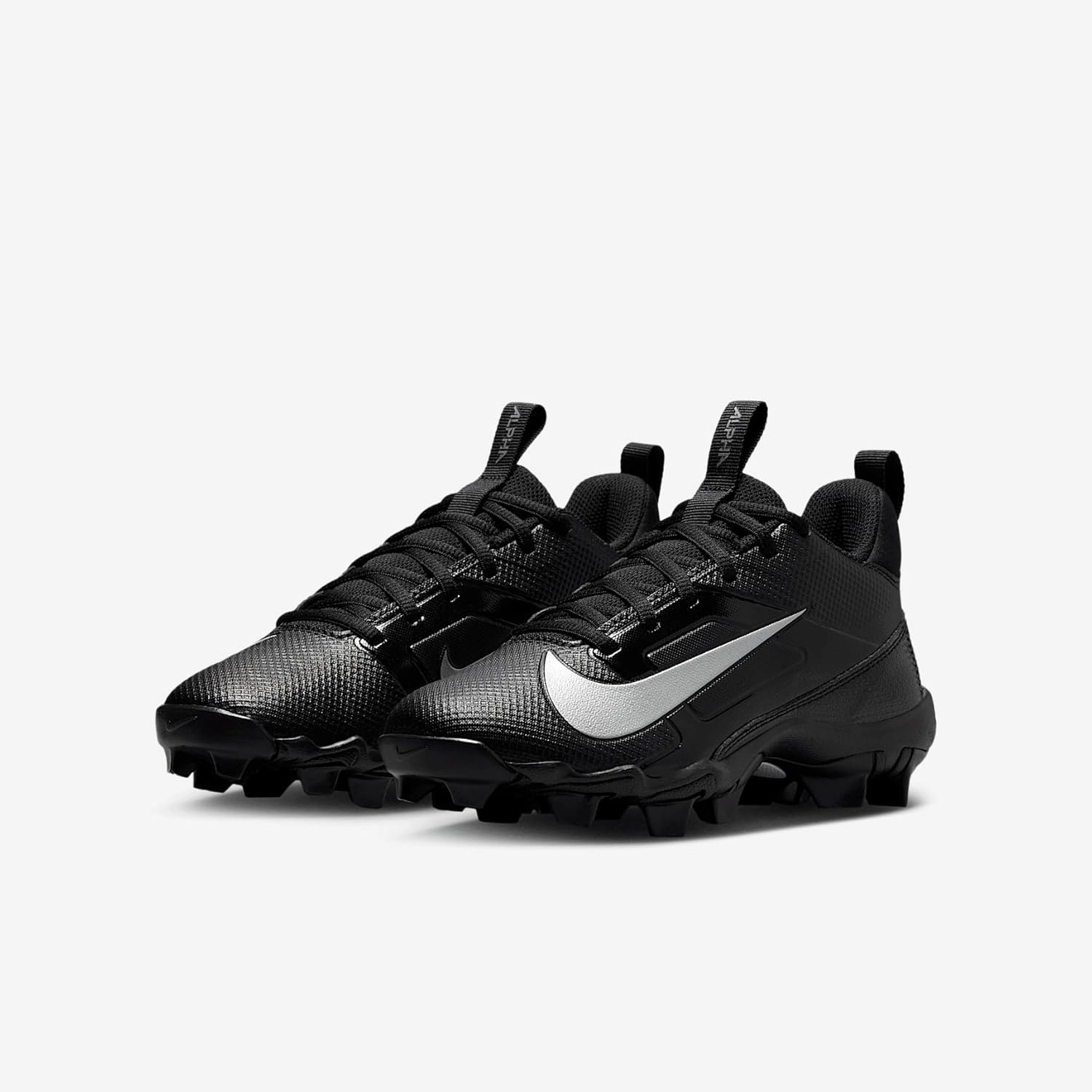 Nike Alpha Menace 4 Shark Big Kids' Football Cleats (Wide) (FQ4016-002, Black/Metallic Silver)