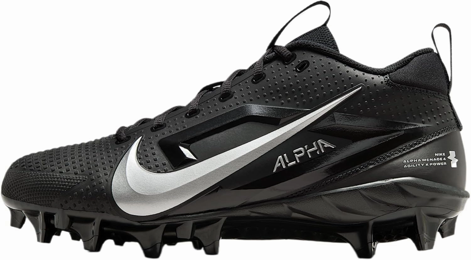 Nike Alpha Menace 4 Varsity Football Cleats (Black/Metallic Silver)